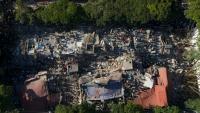 Vue aérienne de bâtiments effondrés à Cali, en Colombie, après un puissant séisme, le 10 août 2026