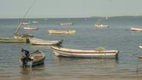 Des bateaux de pêche sur la Costa do Sol à Maputo, le 28 mai 2026 au Mozambique