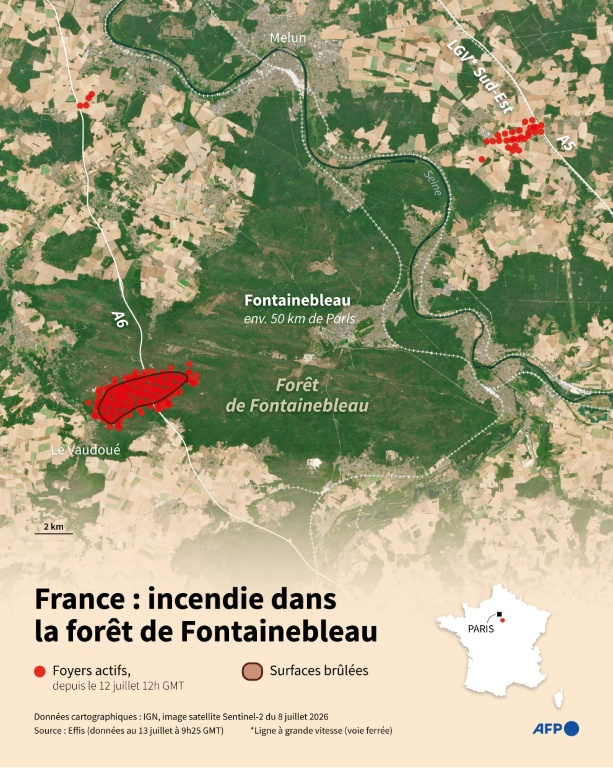 France : incendie dans la forêt de Fontainebleau