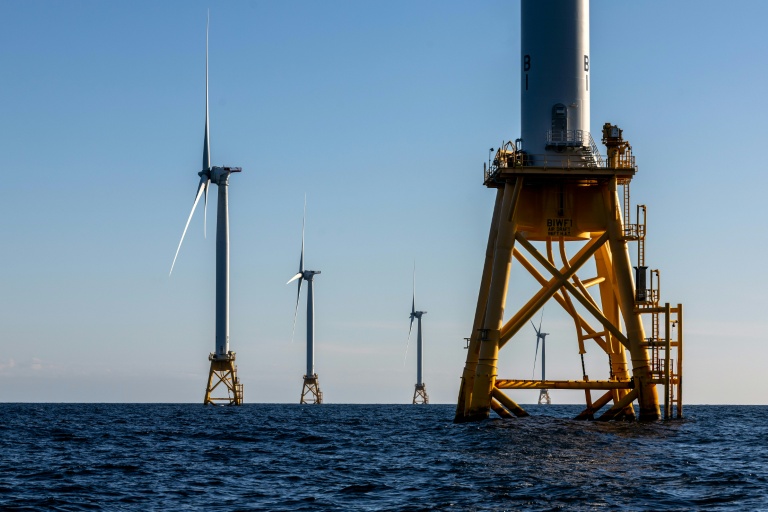 Un champ d'éoliennes offshore, au large de Rhode Island, aux Etats-Unis, le 7 juillet 2022
