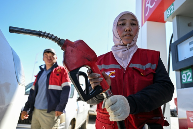 Un employé dans une station-service à Bagakhangai, en Mongolie, le 25 août 2026