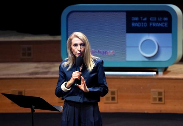 La PDG de Radio France, Sibyle Veil, lors de la conférence d'automne à la Maison de la Radio et de la Musique, siège de Radio France, le 4 septembre 2025 à Paris