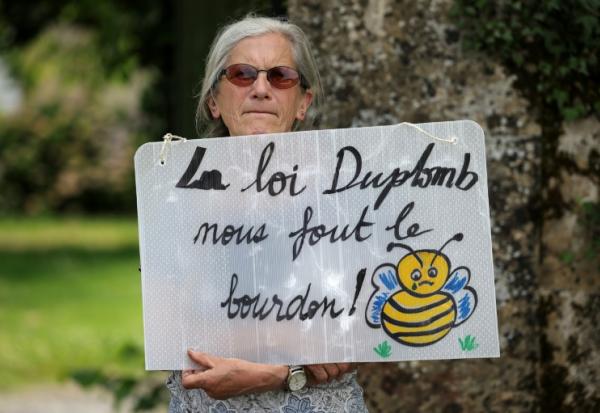 Une opposante à la loi Duplomb, membre de la Confédération paysanne, à Saint-Michel dans le Gers, le 5 juin 2025