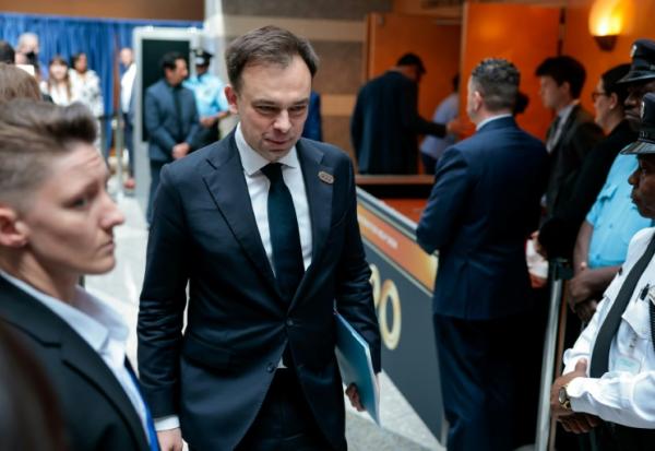 Le ministre polonais des Finances et de l'Économie Andrzej Domanski, à Washington 16 avril 2026.