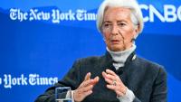 Christine Lagarde, présidente de la Banque centrale européenne, lors d'une discussion en clôture du forum dans les Alpes suisses, Davos, le 21 janvier 2026