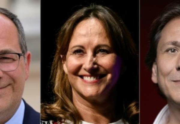 Montage de photos d'archives réalisé le 16 septembre 2026 et montrant, de gauche à droite, les candidats à la primaire sociale-démocrate à la présidentielle de 2027, Olivier Faure, Emmanuel Maurel, Ségolène Royal, Jérôme Guedj et Raphaël Glucksmann