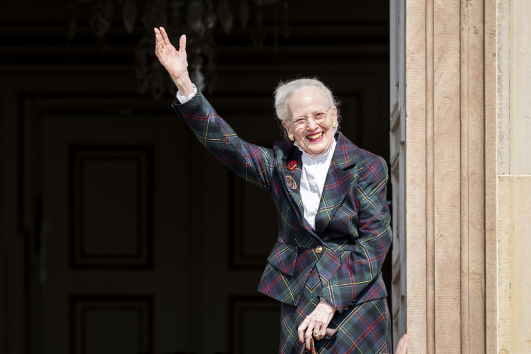 La reine Margrethe II du Danemark lors des festivités organisées pour célébrer son 85e anniversaire au château de Fredensborg, le 16 avril 2025