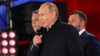 Le président russe Vladimir Poutine lors d'un concert marquant l'annexion de nouveaux territoires ukrainiens, le 30 septembre 2022 à Moscou