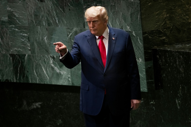 Donald Trump après s'être adressé à l'Assemblée générale de l'ONU, à New York, le 23 septembre 2025
