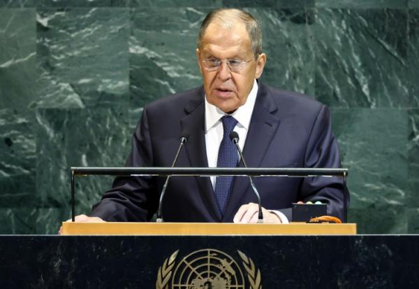 Le ministre russes des Affaires étrangères, Sergueï Lavrov, s'adresse à la tribune de l'Assemblée générale de l'ONU le 27 septembre 2025
