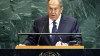 Le ministre russes des Affaires étrangères, Sergueï Lavrov, s'adresse à la tribune de l'Assemblée générale de l'ONU le 27 septembre 2025