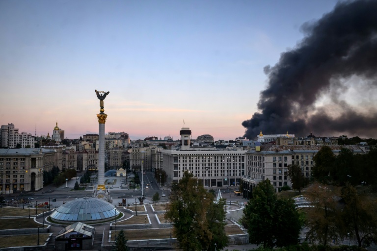 Le centre de Kiev après une série d'attaques russes, le 8 septembre 2026