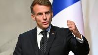 Le président français Emmanuel Macron s'exprime lors d'une conférence de presse au château de Ljubljana, à Ljubljana, le 21 octobre 2025