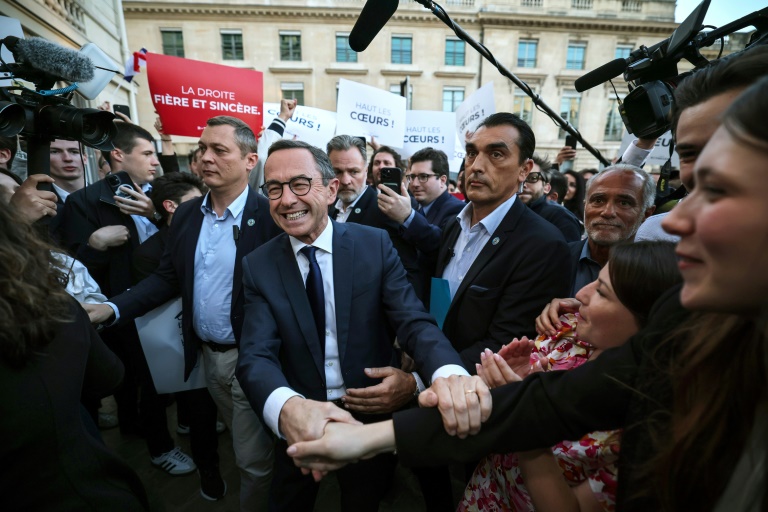 Le ministre de l'Intérieur Bruno Retailleau, élu à la tête de LR, à Paris le 18 mai 2025