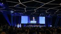 Le secrétaire général de l'ONU, António Guterres, lors d'un discours d'ouverture du premier Dialogue mondial sur la gouvernance de l'IA, le 6 juillet 2026 à Genève