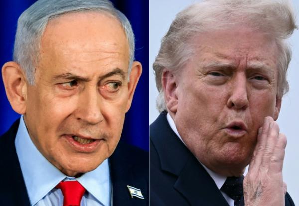 Cette image créée le 3 juin 2026 montre le Premier ministre israélien, Benjamin Netanyahu (G) à Jérusalem le 19 mars 2026 et le président américain Donald Trump dans le New Jersey le 22 mai 2026
