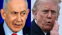 Cette image créée le 3 juin 2026 montre le Premier ministre israélien, Benjamin Netanyahu (G) à Jérusalem le 19 mars 2026 et le président américain Donald Trump dans le New Jersey le 22 mai 2026