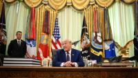 Le président américain Donald Trump lors d'un point de presse à la Maison-Blanche, le 3 juin 2026