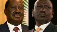 L'ex-Premier ministre Raila Odinga (g) et le vice-président sortant William Ruto, les deux principaux candidats à la présidentielle au Kenya