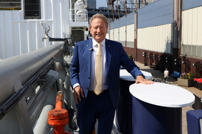 L'homme d'affaires australien Andrew Forrest à bord du navire Green Pioneer amarré à Manhattan, à New York, le 23 septembre 2025
