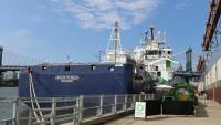 Le navire Green Pioneer amarré à Manhattan, à New York, le 23 septembre 2025