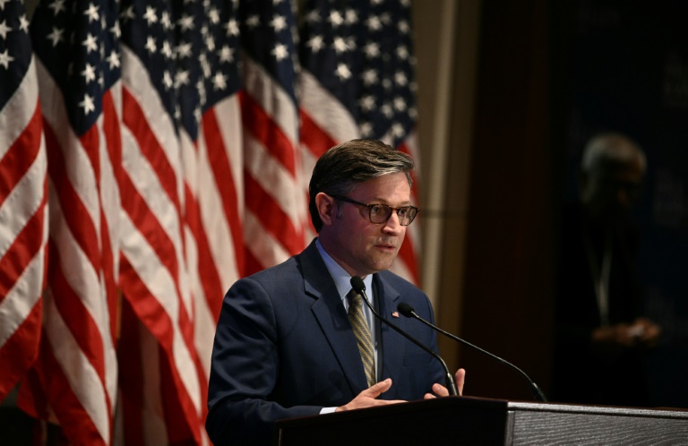 Le chef républicain de la Chambre américaine des représentants, Mike Johnson, au Capitole, le 30 avril 2025 à Washington