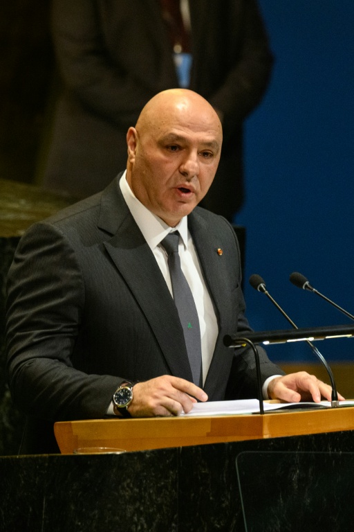 Le président libanais Joseph Aoun prend la parole devant l'Assemblée générale des Nations unies, au siège de l'ONU à New York, le 23 septembre 2025 