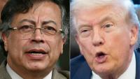 Combo du président colombien Gustavo Petro (à gauche), le 13 novembre 2025 à Bogota, et de son homologue américain Donald Trump, le 2 février 2026 à Washington

