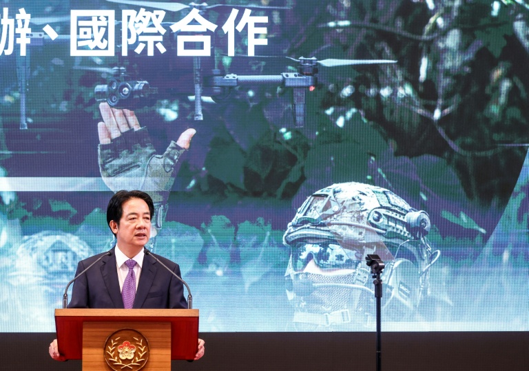 Le président taïwanais Lai Ching-te lors d'un discours marquant ses deux ans à la présidence, le 20 mai 2026 à Taipei