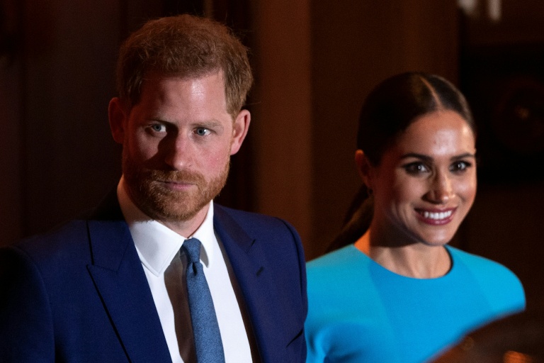 Le prince Harry, duc de Sussex, et son épouse Meghan, duchesse de Sussex, le 5 mars 2020 à Londres