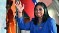 La vice-présidente vénézuélienne Delcy Rodriguez après la signature d'une loi d'aministie, à Caracas, le 19 février 2026