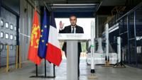 Le Premier ministre Sébastien Lecornu à Vernon dans l'Eure, dans une usine de fusées réutilisables de la start-up française MaiaSpace, le 4 septembre 2026
