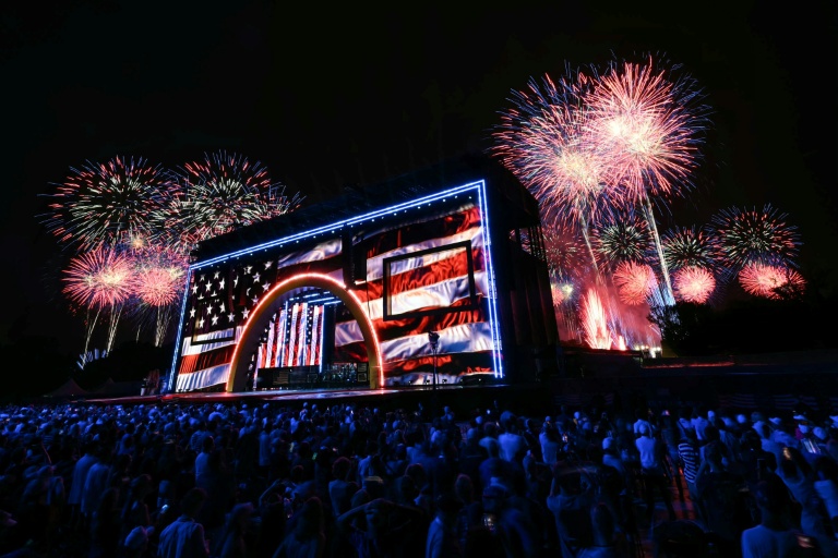 Feu d'artifice à Washington à l'occasion des 250 ans des Etats-Unis, le 4 juillet 2026