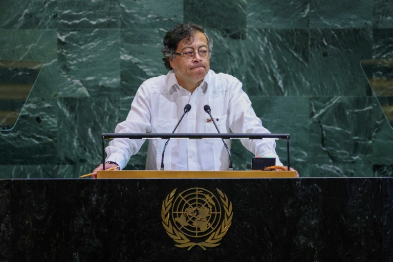 Le président colombien Gustavo Petro à la tribune des Nations Unies à New York, le 23 septembre 2025