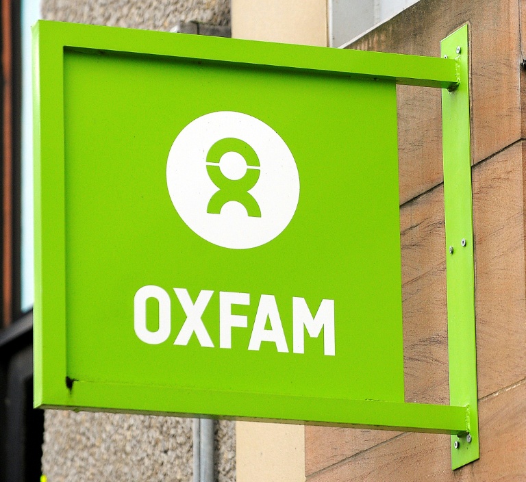 Le logo d'Oxfam, à Glasgow, le 10 février 2018