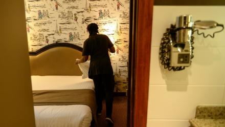 Dans une chambre d'hôtel à Paris, le 20 décembre 2019