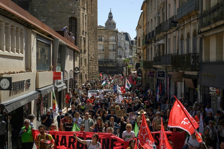 Manifestation à Narbonne, dans l'Aude, à l'occasion du 1er-Mai 2025