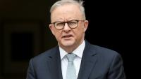 Le Premier ministre australien Anthony Albanese s'exprime lors d'une conférence de presse à Canberra, le 6 octobre 2025