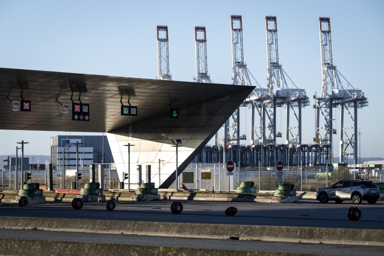 L'entrée du port du Havre, lors d'une grève de 24 heures des dockers, le 30 octobre 2026 en Seine-Maritime