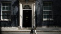Larry le chat, devant le 10 Downing street, à Londres, avant une déclaration et le départ du Premier ministre britannique sortant, Keir Starmer