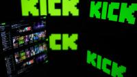 Le logo de la plateforme australienne de streaming en direct Kick, à Toulouse, dans le sud-ouest de la France, le 21 août 2025