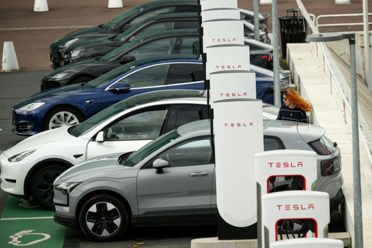 Voitures électriques en chargement à Saint-Herblain (Loire-Atlantique), le 15 avril 2026.