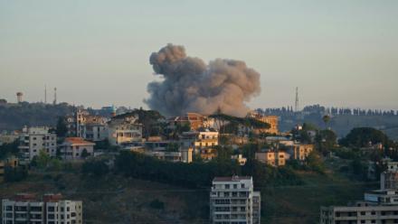Une frappe aérienne israélienne sur la ville de Nabatiyé, dans le sud du Liban, le 12 juin 2026