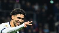 Le défenseur marocain du Paris SG Achraf Hakimi a inscrit un triplé contre Le Havre en match de la 9e journée de Ligue 1 le 30 octobre 2026 au Havre