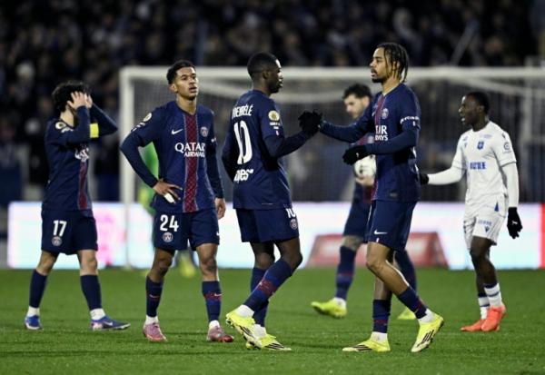 Les Parisiens s'imposent à Auxerre grâce à un but de  Bradley Barcola, sur un service d'Ousmane Dembélé, le 23 janvier 2026 