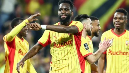 Odsonne Edouard lors de la victoire du RC Lens contre Angers au stade Bollaert en Ligue 1 le 20 mars 2026