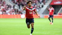 Tiago Santos après avoir ouvert le score pour Lille contre Troyes, le 13 septembre 2026 au stade Pierre-Mauroy