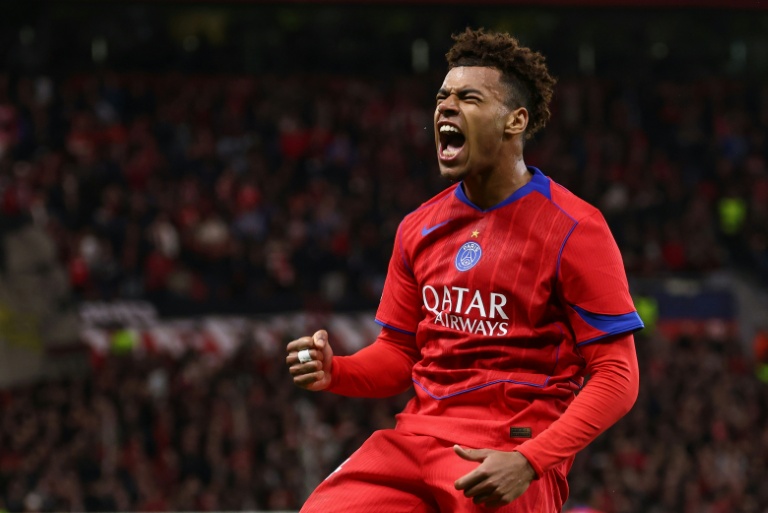 Désiré Doué auteur d'un doublé lors de la démonstration du Paris SG à Leverkusen (7-2) pour la 3e journée de la phase de ligue de la Ligue des champions, le 21 octobre 2025 à Leverkusen