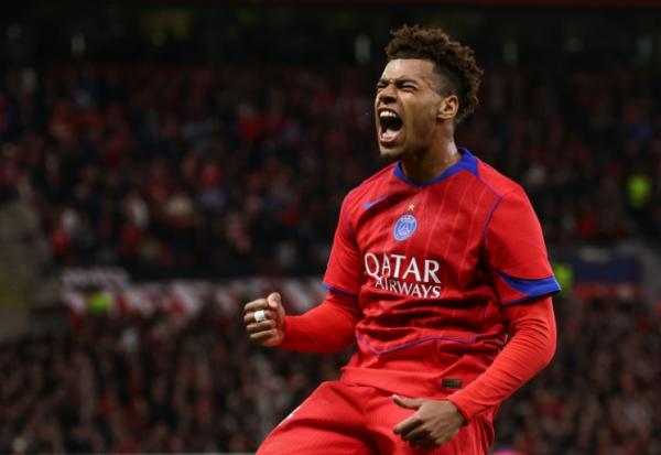 Désiré Doué auteur d'un doublé lors de la démonstration du Paris SG à Leverkusen (7-2) pour la 3e journée de la phase de ligue de la Ligue des champions, le 21 octobre 2025 à Leverkusen