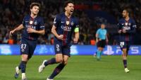 Le capitaine du PSG Marquinhos (c) buteur contre Monaco, le 25 février 2026 au Parc des Princes
